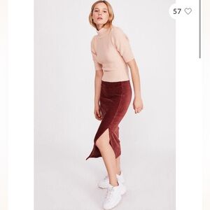 BOGO Free People soft Helen Rib Tube skirt with side slit